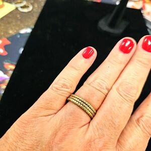 Set of THREE Stackable Skinny Gold tone Rope Rings